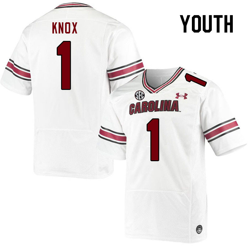 Youth #1 Trey Knox South Carolina Gamecocks 2023 College Football Jerseys Stitched-White